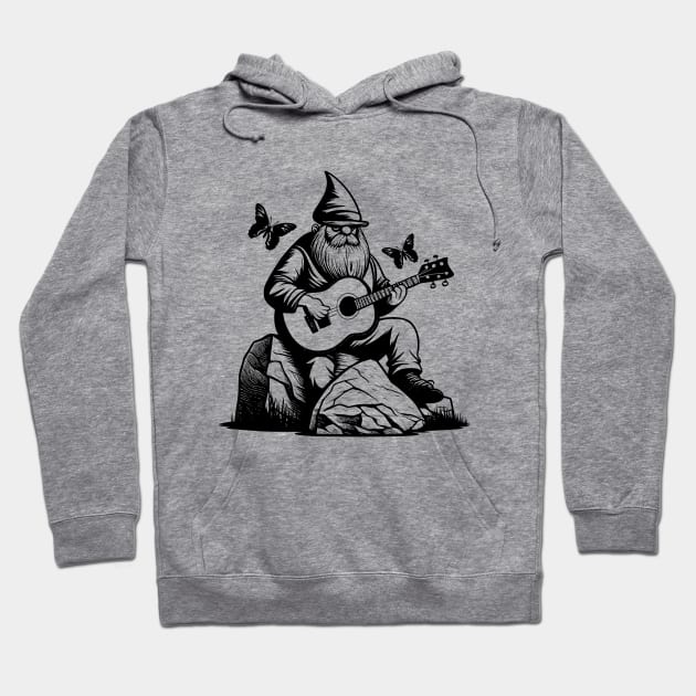 Gnome Playing Guitar Hoodie by Norse Magic